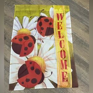 Clearance ~Ladybug Welcome Garden Flag GUC